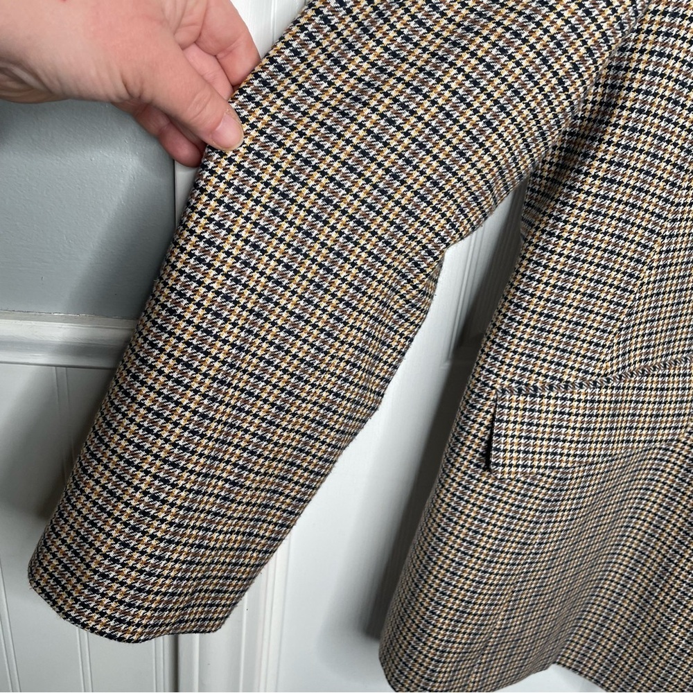 Talbots Houndstooth Wool Blend Woven From Italy Blazer Preppy Academia 14 - Picture 8 of 14